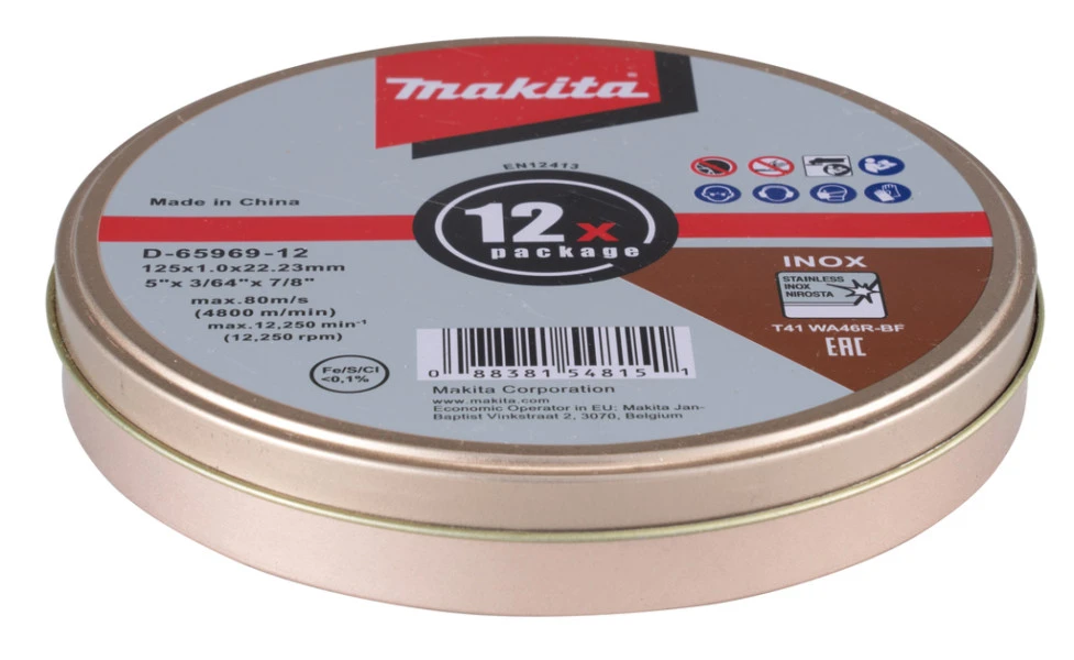 Makita Doorslijpschijven 125 Mm 12 Stuks In Blik D-65969-12 3 Makita Doorslijpschijven 125 Mm 12 Stuks In Blik D-65969-12