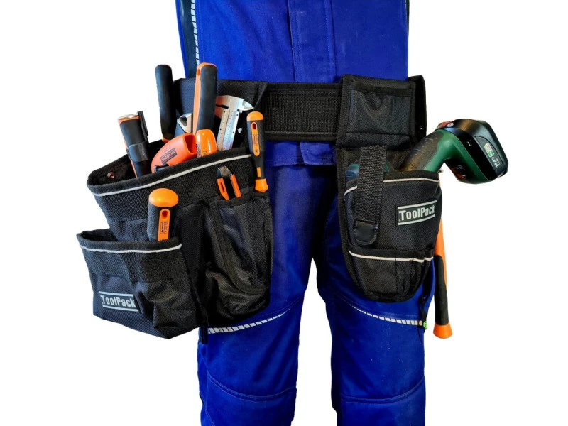 ToolPack Robuuste Gereedschapsgordel, Grote Gereedschapshouder, Boorhouder, Metalen Hamerhouder Drill Holder, Reflectielijnen 4 ToolPack Robuuste Gereedschapsgordel, Grote Gereedschapshouder, Boorhouder, Metalen Hamerhouder Drill Holder, Reflectielijnen - Afbeelding 2