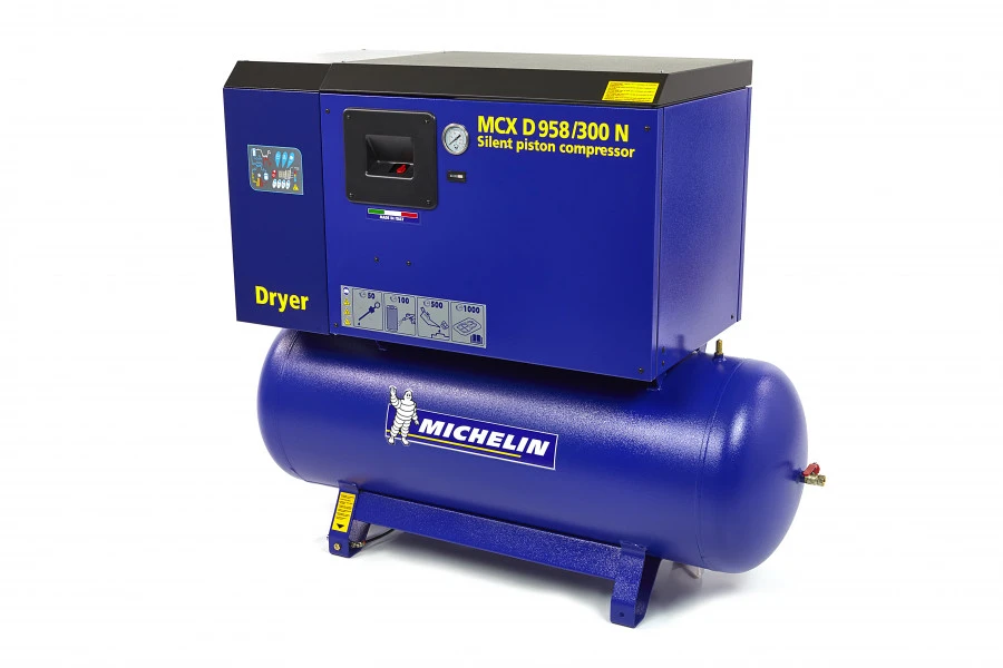 Michelin 5,5 PK 270 Liter Gedempte Compressor MCXD 598/300 N MET DROGER 3 Michelin 5,5 PK 270 Liter Gedempte Compressor MCXD 598/300 N MET DROGER