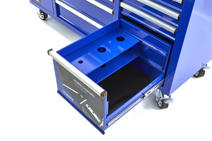 HBM Gereedschapswagen Met Achterwand, Houten Werkblad, 158 Cm, Blauw 10 HBM Gereedschapswagen Met Achterwand, Houten Werkblad, 158 Cm, Blauw - Afbeelding 8