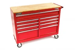 HBM Gereedschapswagen Met Houten Werkblad 117 Cm, Rood