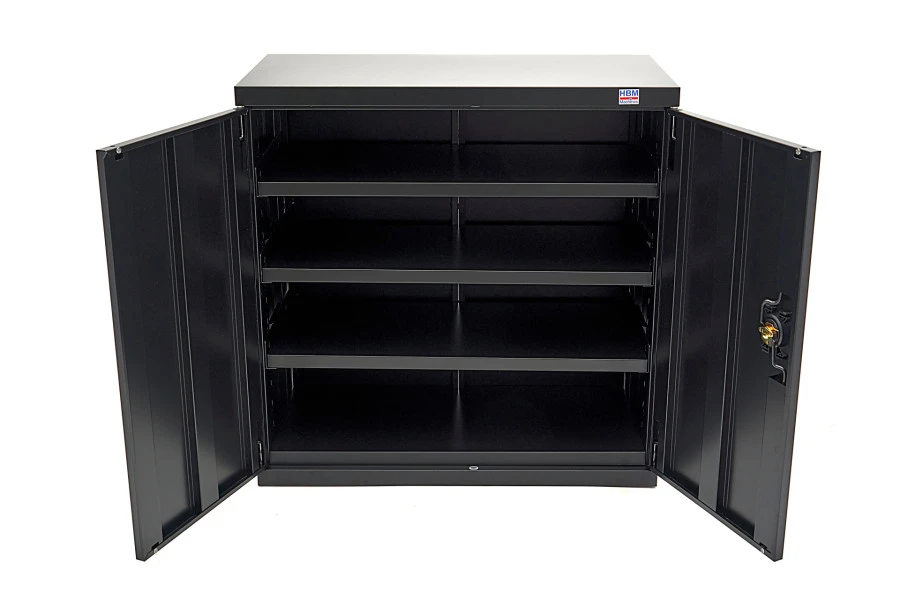 HBM Profi Gereedschapskast 90 X 45 X 90 Cm. Met 3 Planken Zwart 7 HBM Profi Gereedschapskast 90 X 45 X 90 Cm. Met 3 Planken Zwart - Afbeelding 5