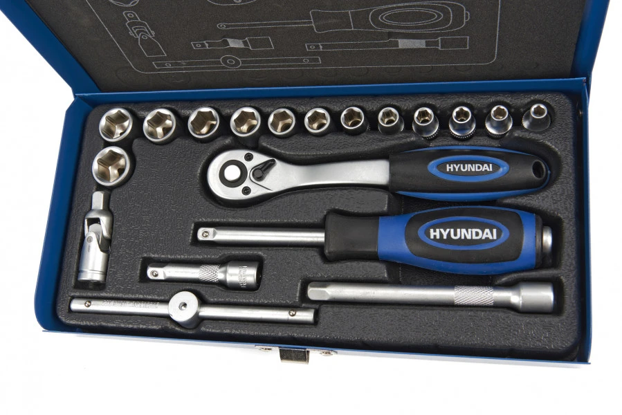 Hyundai 20 Delige 1/4" Dopsleutel Set CrV 3 Hyundai 20 Delige 1/4" Dopsleutel Set CrV