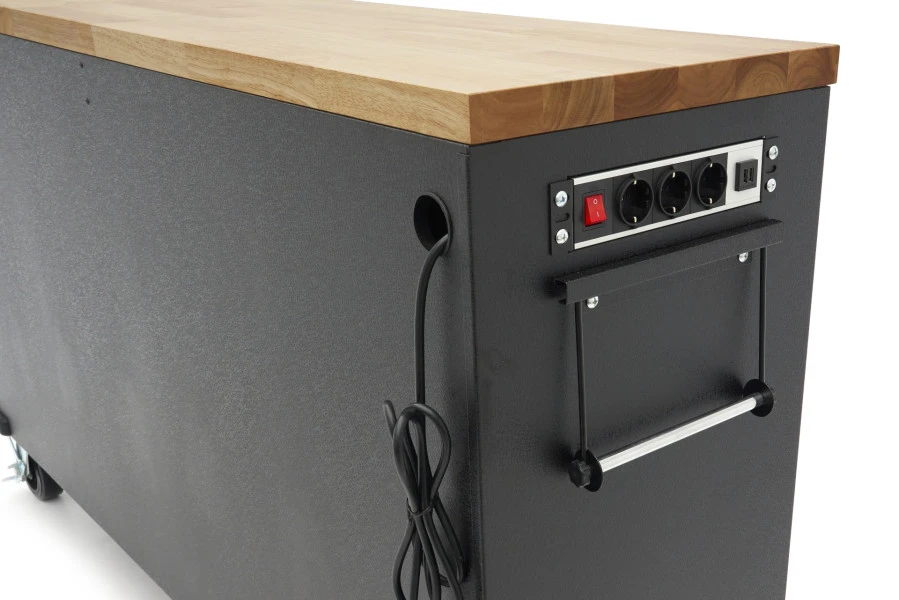 HBM Gereedschapswagen Met Houten Werkblad - 168 Cm - Grijs 16 HBM Gereedschapswagen Met Houten Werkblad - 168 Cm - Grijs - Afbeelding 14