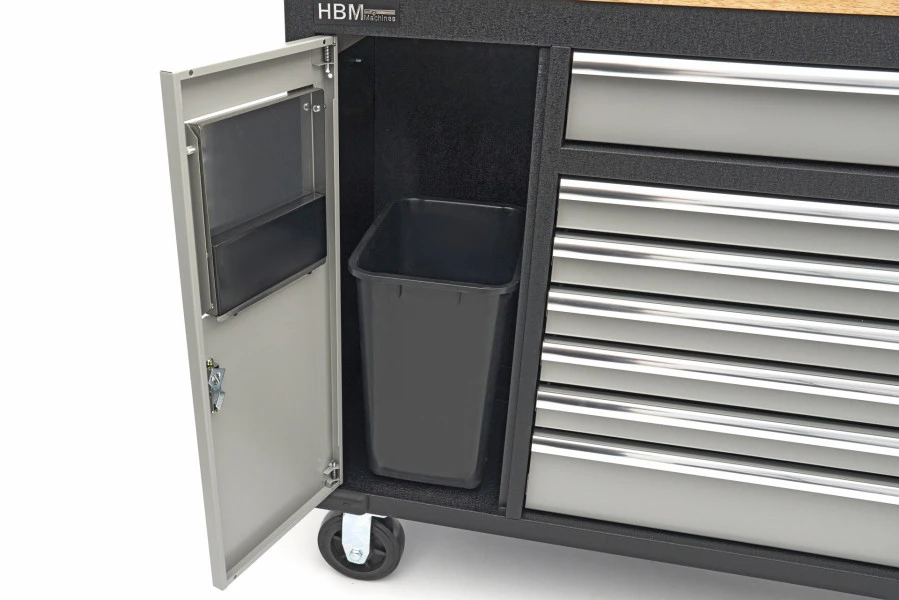 HBM Gereedschapswagen Met Houten Werkblad - 168 Cm - Grijs 10 HBM Gereedschapswagen Met Houten Werkblad - 168 Cm - Grijs - Afbeelding 8